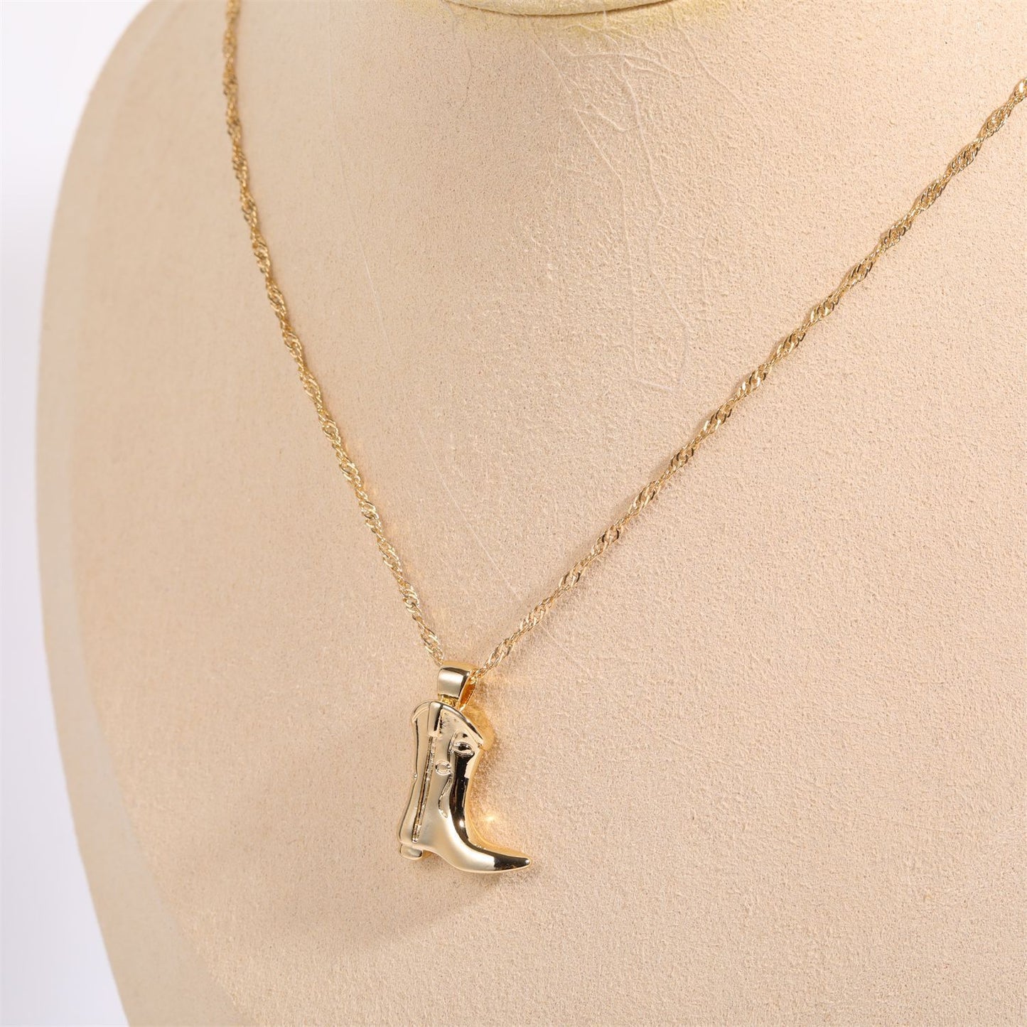 Western Cowboy Boots Necklace Personalized Creative Ornament Copper Plated Gold Clavicle Chain