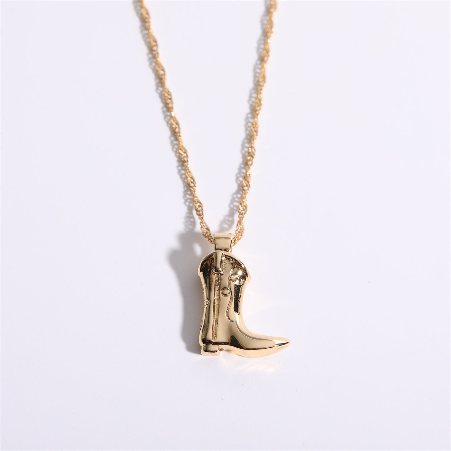 Western Cowboy Boots Necklace Personalized Creative Ornament Copper Plated Gold Clavicle Chain