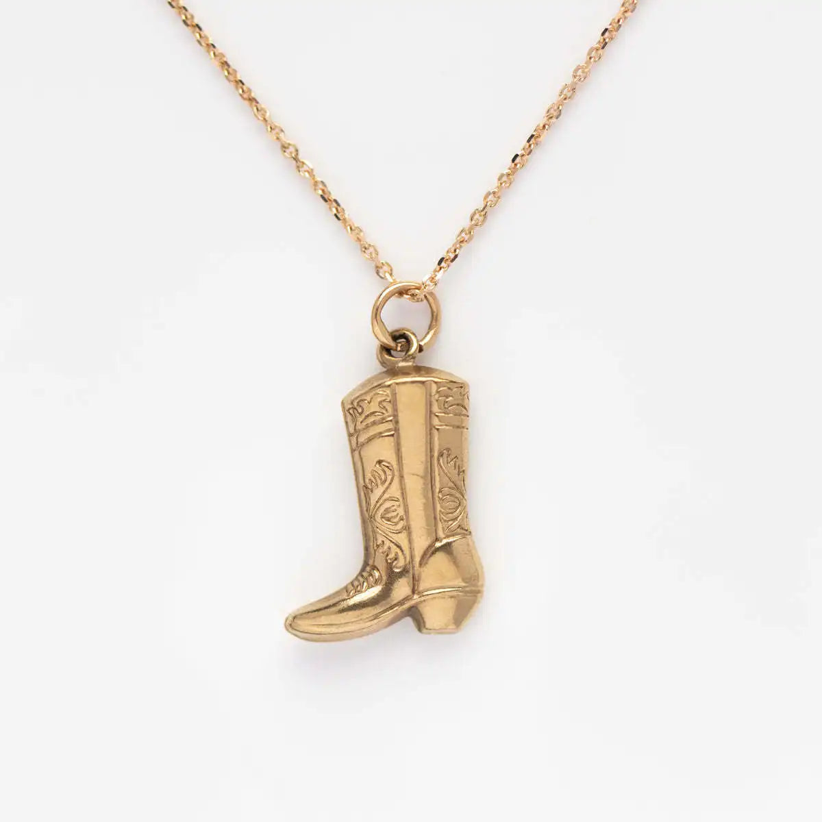 Vintage COWBOY BOOT Western Cowboy Boots Necklace Gold Plated Stainless Steel Pendant Necklace Lucky Jewelry Christmas Gift